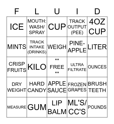 FIX FLUID  Bingo Card