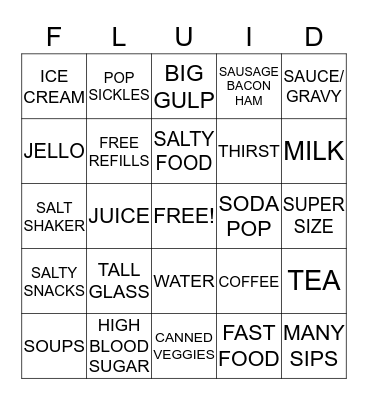 Bad Fluid Bingo Card