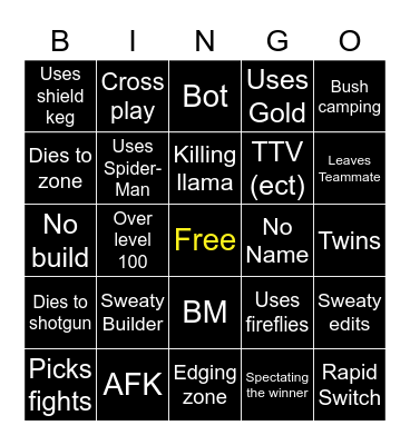 Big Puffer warzone bingo Card