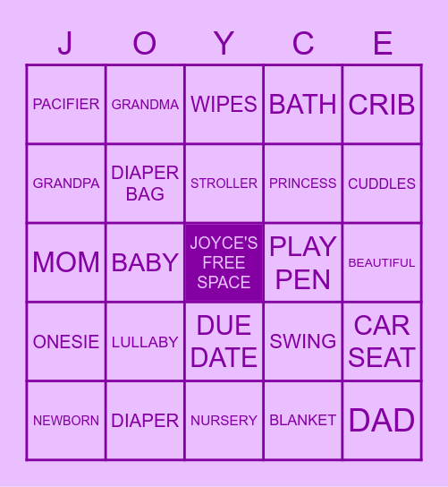 JOYCE BINGO Card