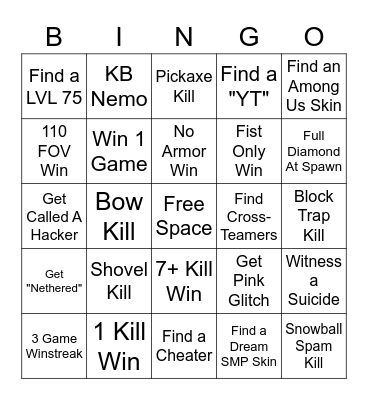 Hive Skywars BINGO Card