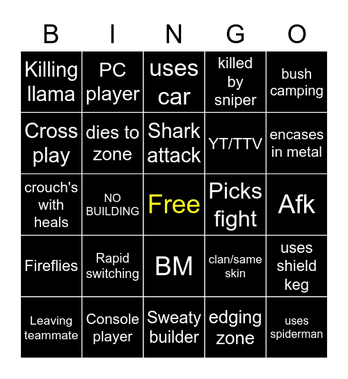 Big Puffer warzone bingo Card