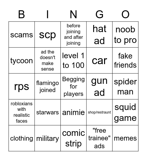 bad ads Bingo Card