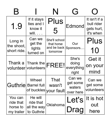Bobby Bingo Card