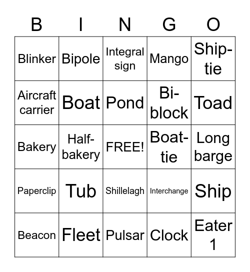 Conway's Game of Life objects Bingo Card