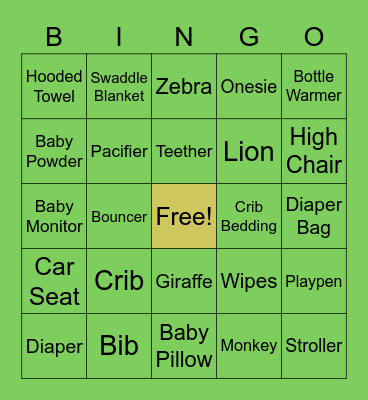 Baby Shower Bingo Card