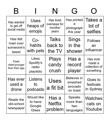 Find someone who... Bingo Card