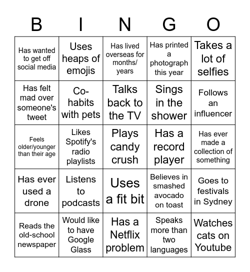 Find someone who... Bingo Card