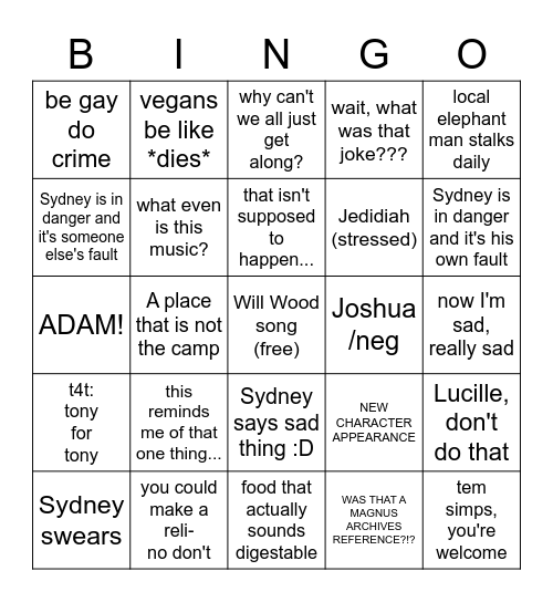 Camp Here & There Bingo Card