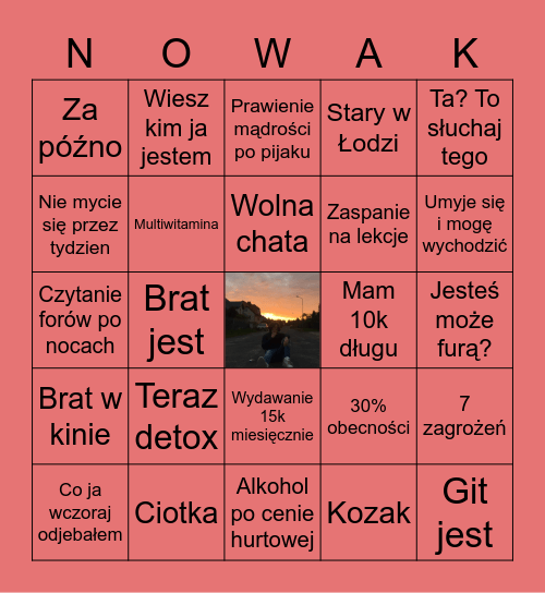 Bingo Nowak Bingo Card