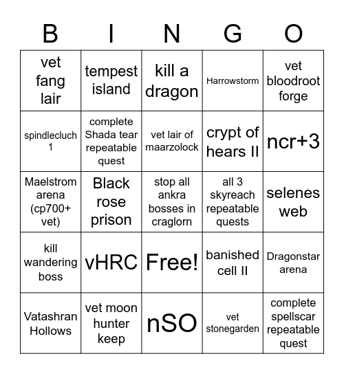 Eso Bingo Card