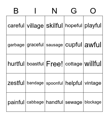 Tree House 4 Unit 6 Bingo Card