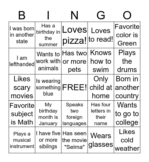 Georgetown "Get to know you more Bingo" Bingo Card