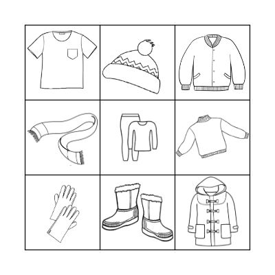 Winter clothes Bingo Card