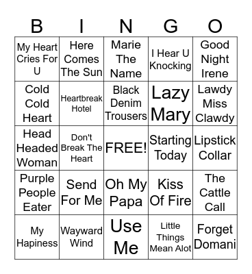 Bingo Game Two Bingo Card