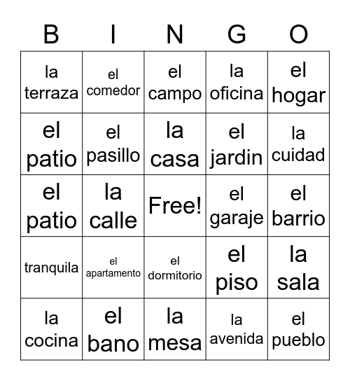 Mi Casa wayside Bingo Card