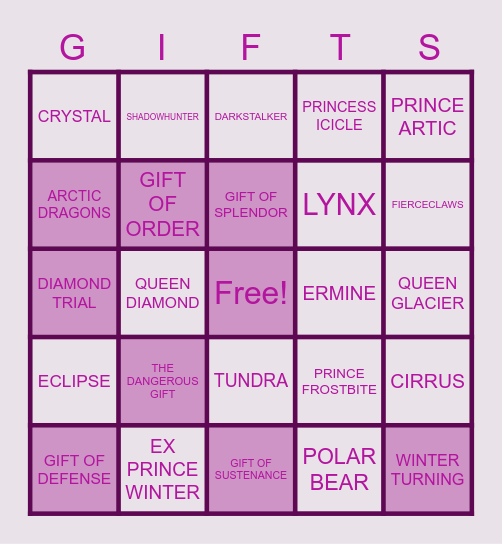 ICEWING(WOF) BINGO Card