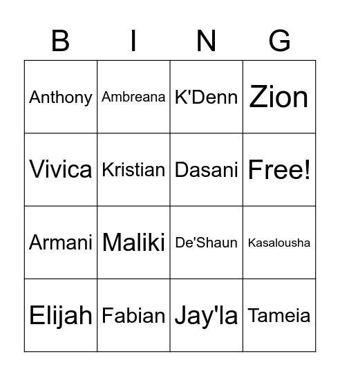 Freshman Focus Bingo Card