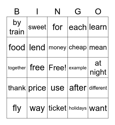 NI 1BK Unit 2 Bingo Card