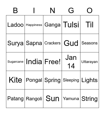Sankranti Bingo Card