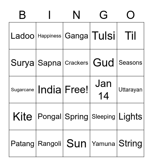 Sankranti Bingo Card