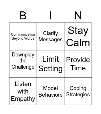 Managing Difficult Behaviors Bingo Card