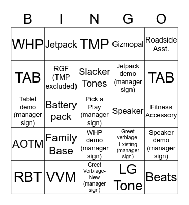 Stapleton Bingo Card