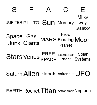 SPACE Bingo!!! Bingo Card