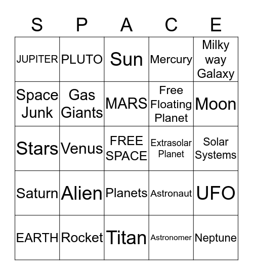 SPACE Bingo!!! Bingo Card