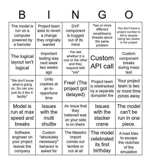 DVF Bingo Card