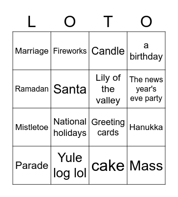 Lotto- Les fêtes Bingo Card