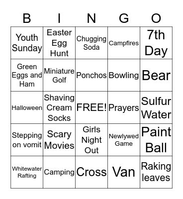 Park Avenue Youth Group Bingo Card