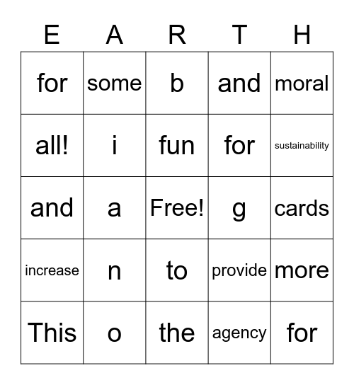 Sustainability Bingo! Bingo Card