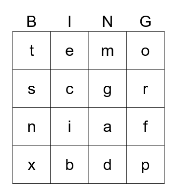 Alphabet Bingo Card