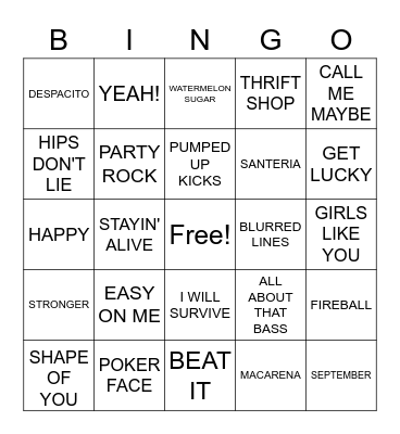MUSIC BINGO Card