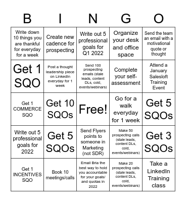 January SDR Bingo Card