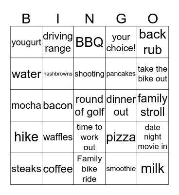 Father's Day Bingo Card
