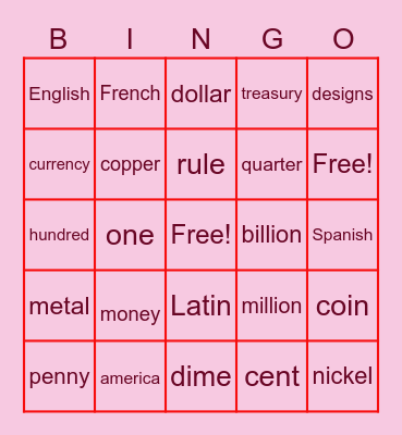 Coins Bingo Card