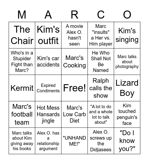 MARCO Bingo Card