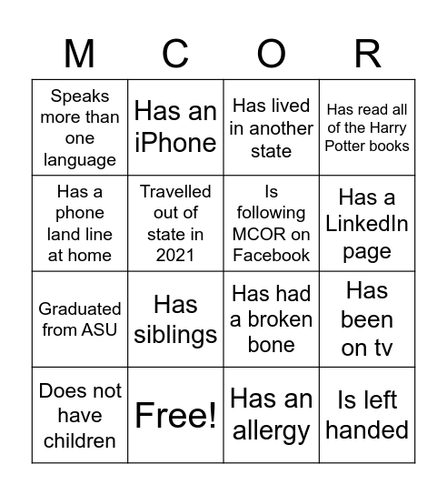 01.12.2022 MCOR Team Meeting Bingo Card
