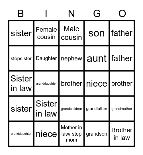 La Famille Bingo Card