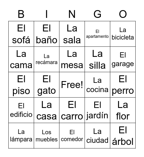 La casa Bingo Card