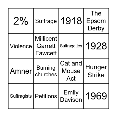 Suffrage Bingo Card