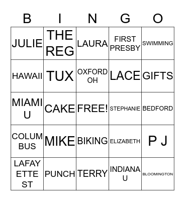 THIRTIETH  ANNIVESARY Bingo Card