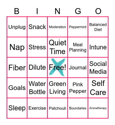 Healthy Living Bingo Card