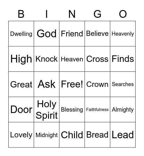 January 16 Worship Words Bingo  (Listen for words during worship and mark them when you hear them)  Just for fun - no prizes Bingo Card