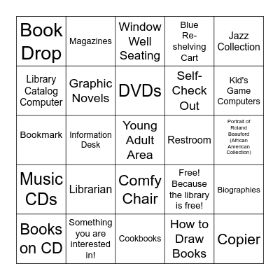Library Scavenger Hunt Bingo Card
