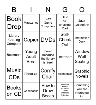 Library Scavenger Hunt Bingo Card