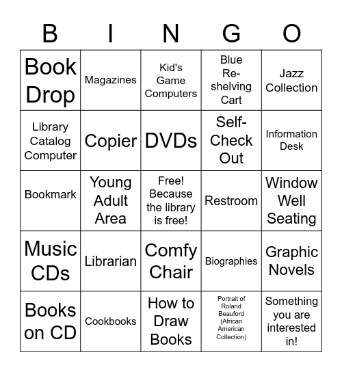 Library Scavenger Hunt Bingo Card