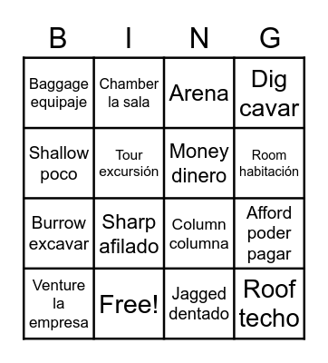 Flocab Vocab Get Down Underground English & Spanish Bingo Card